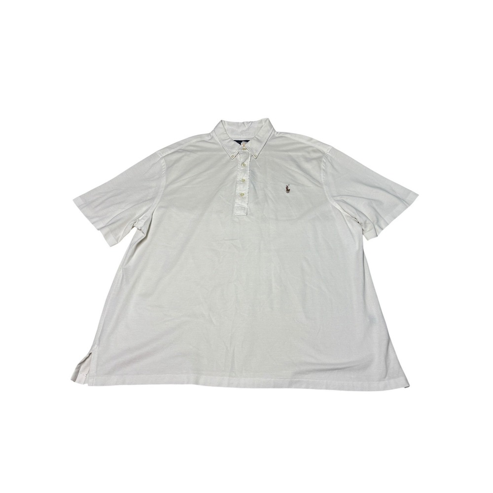 Ralph Lauren Knit Oxford‎ Polo Shirt Mens 2XB Big White Short Sleeve Pony Logo